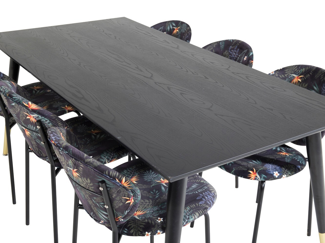 Conjunto de comedor Dallas 1260 (Patrón floral + Negro)