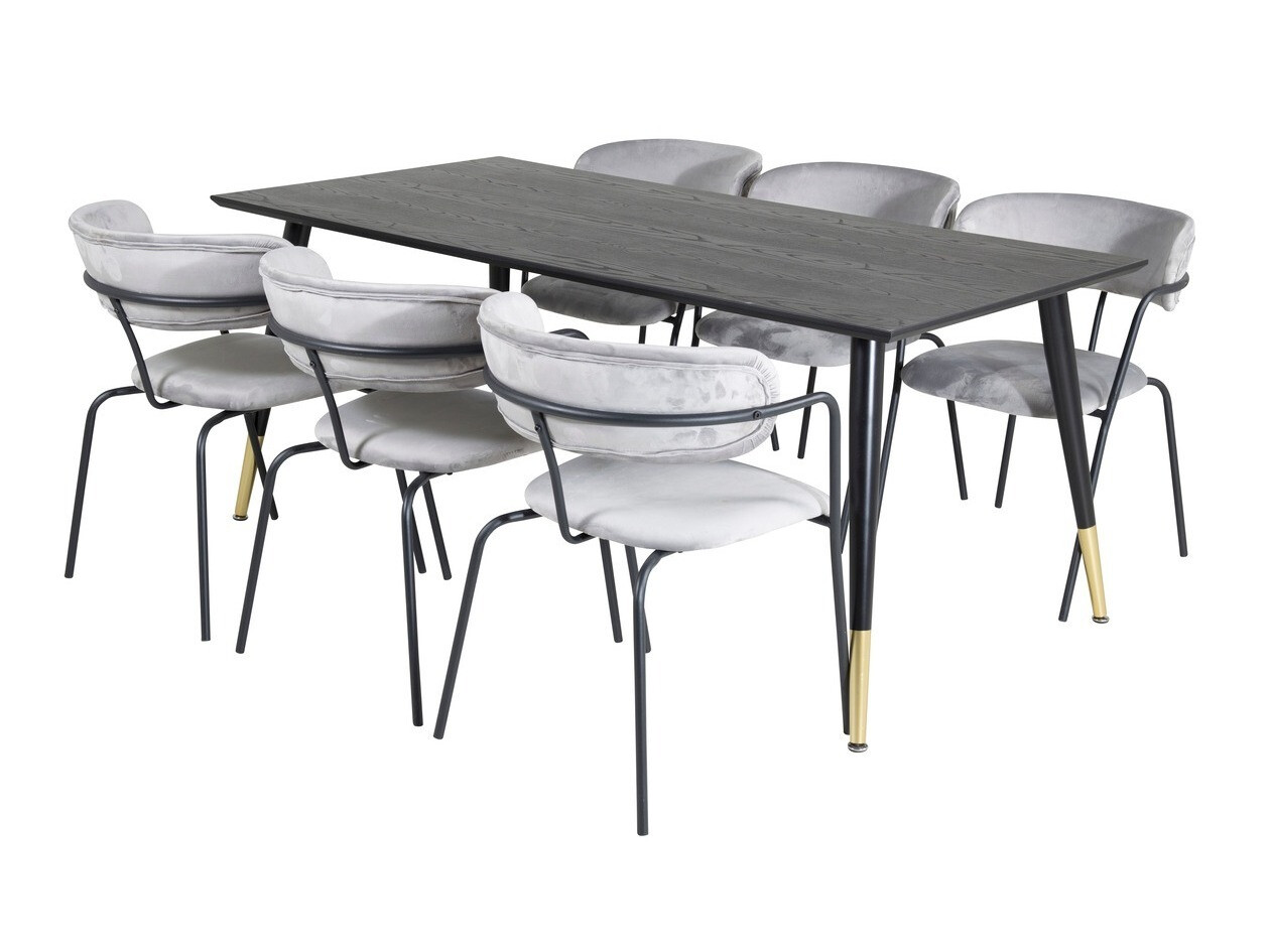 Conjunto de mesas y sillas para comedor Dallas 1258 (Gris + Negro)
