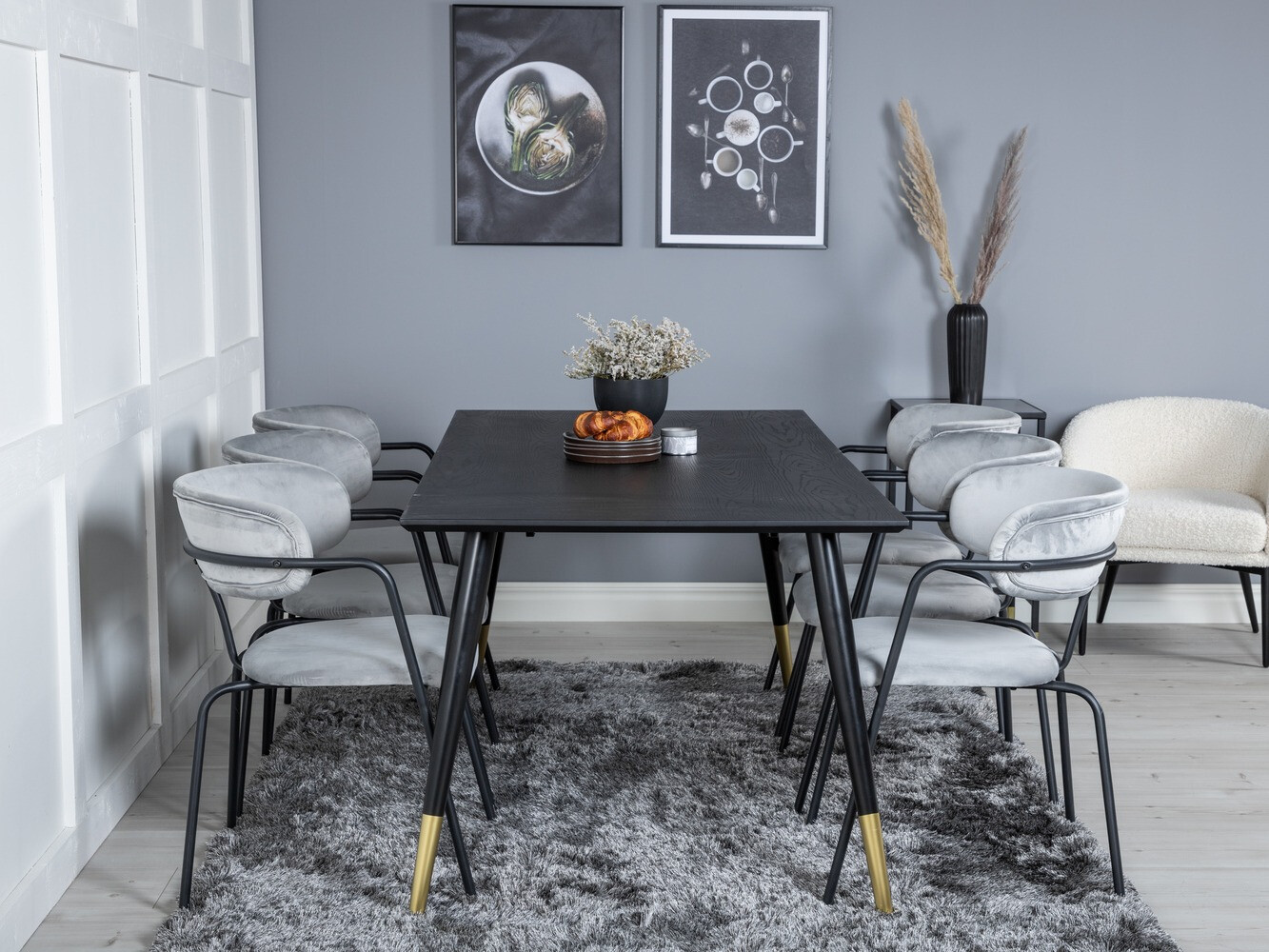 Conjunto de mesas y sillas para comedor Dallas 1258 (Gris + Negro)