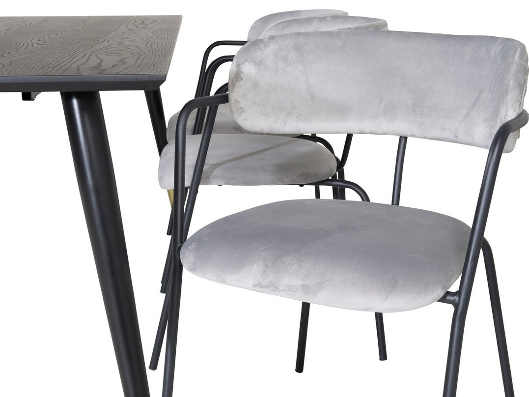 Conjunto de mesas y sillas para comedor Dallas 1258 (Gris + Negro)