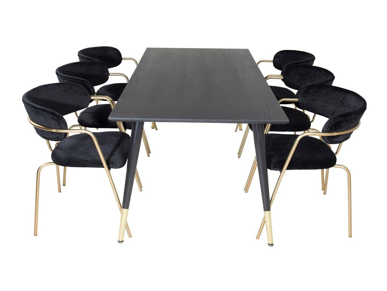 Conjunto de mesas y sillas para comedor Dallas 1258 (Negro + Dorado)