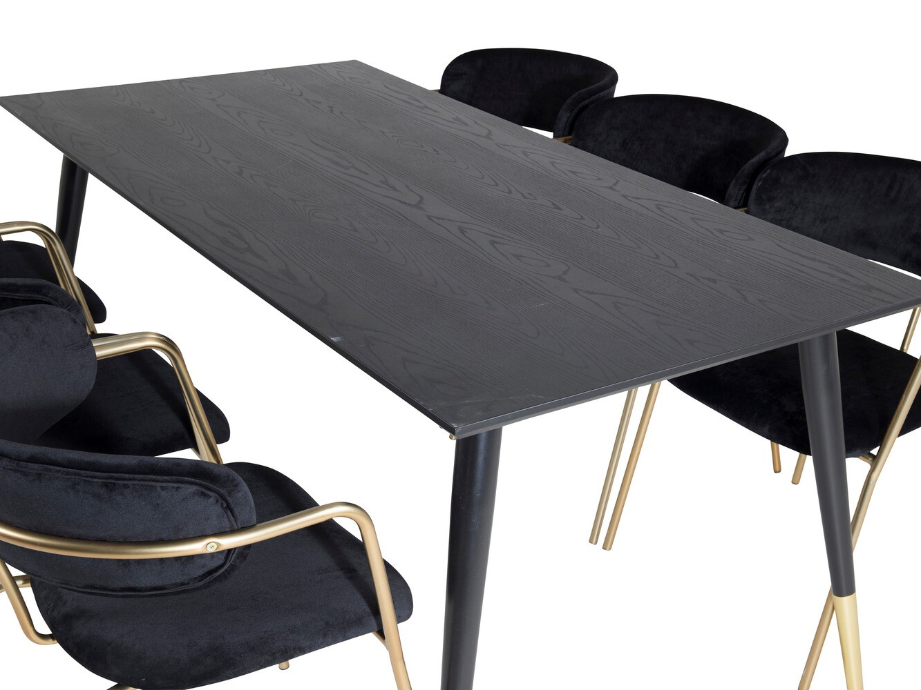Conjunto de mesas y sillas para comedor Dallas 1258 (Negro + Dorado)