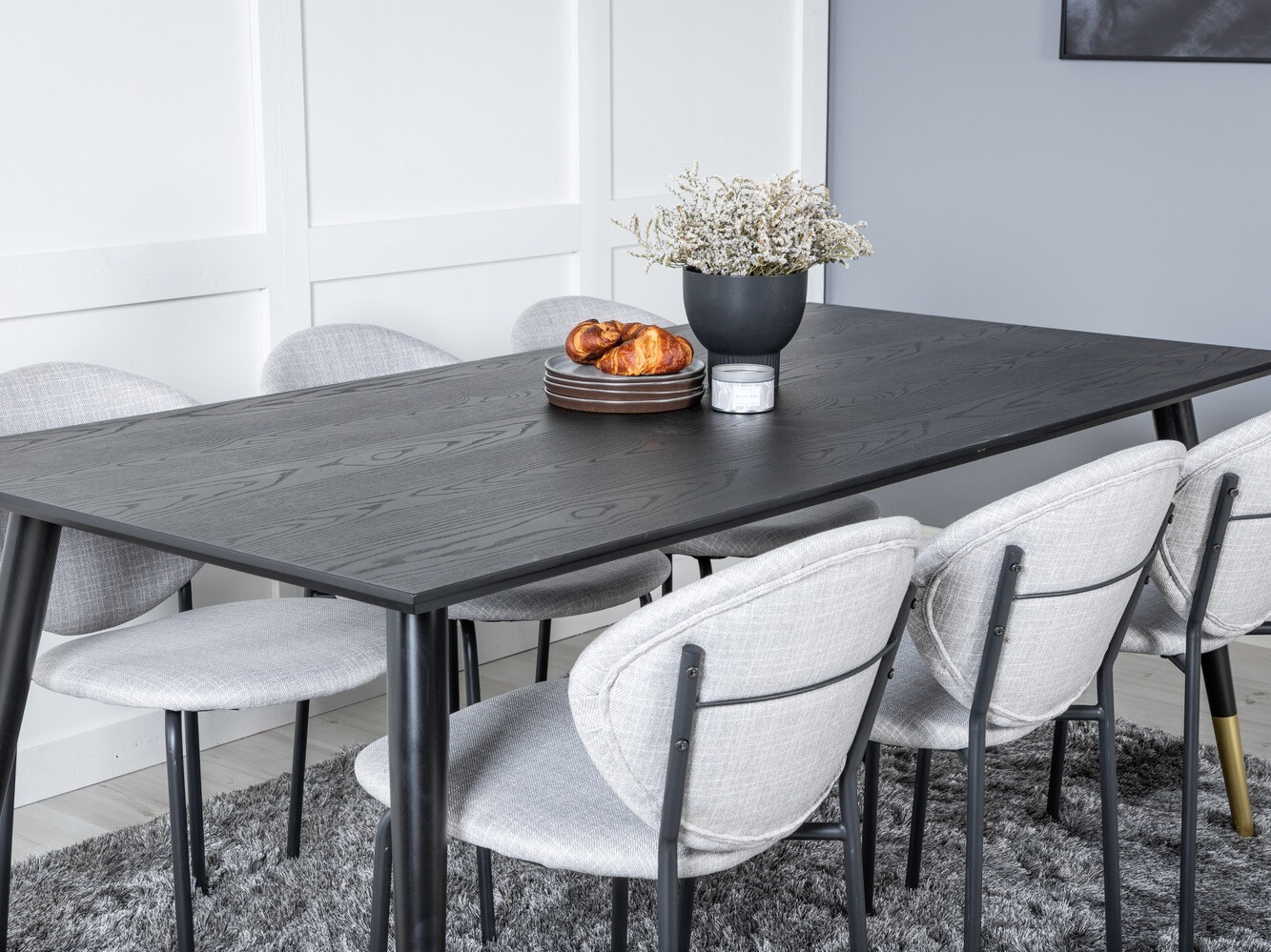Conjunto de mesas y sillas para comedor Dallas 1260 (Gris + Negro)
