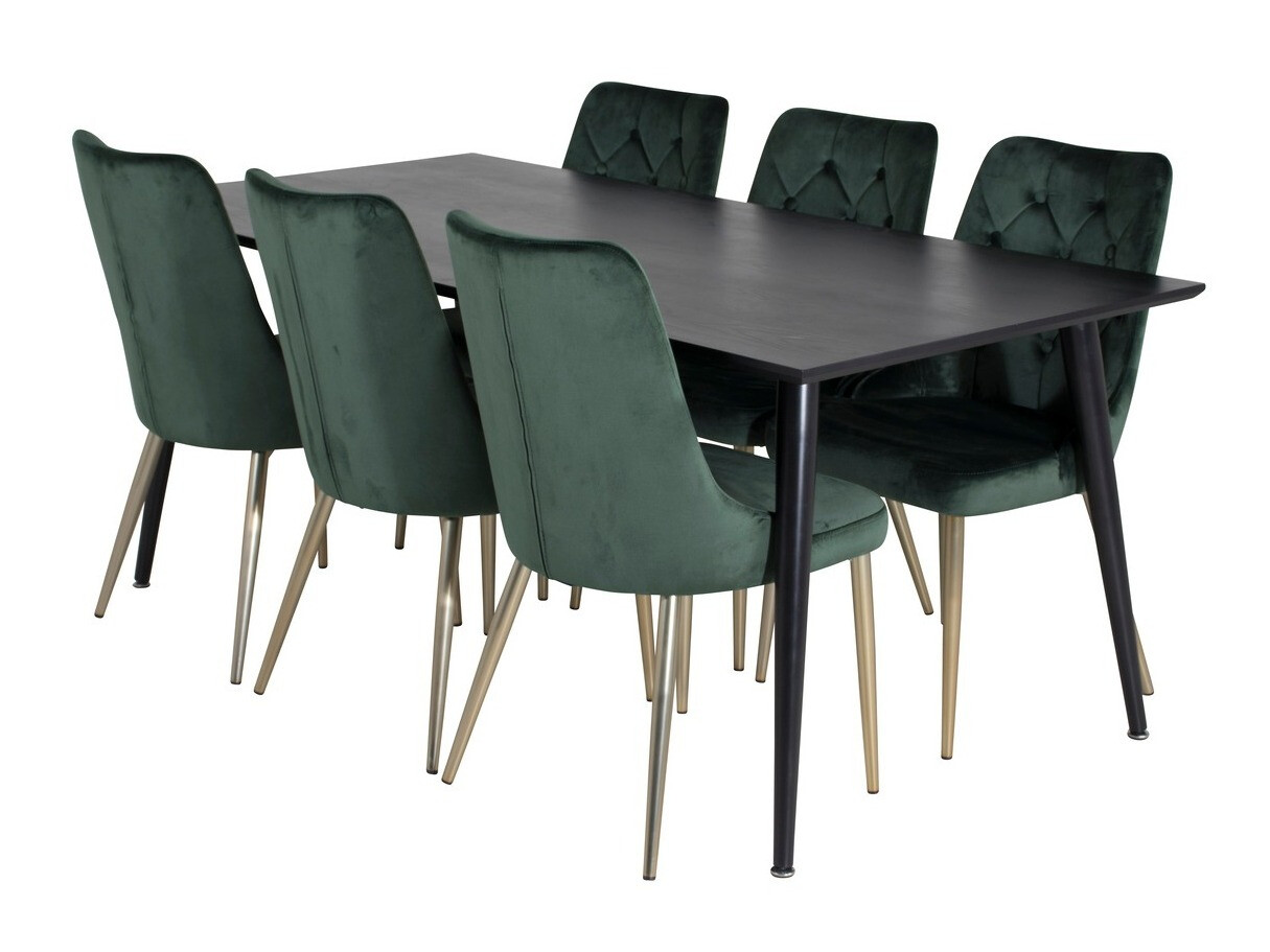 Conjunto de mesas y sillas para comedor Dallas 1336 (Verde + dorado)