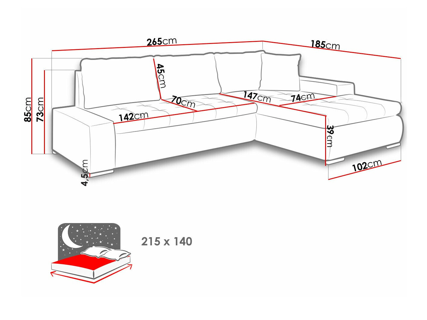 Sofá rinconero Comfivo 112 (Soft 011 + Casablanca 2314)