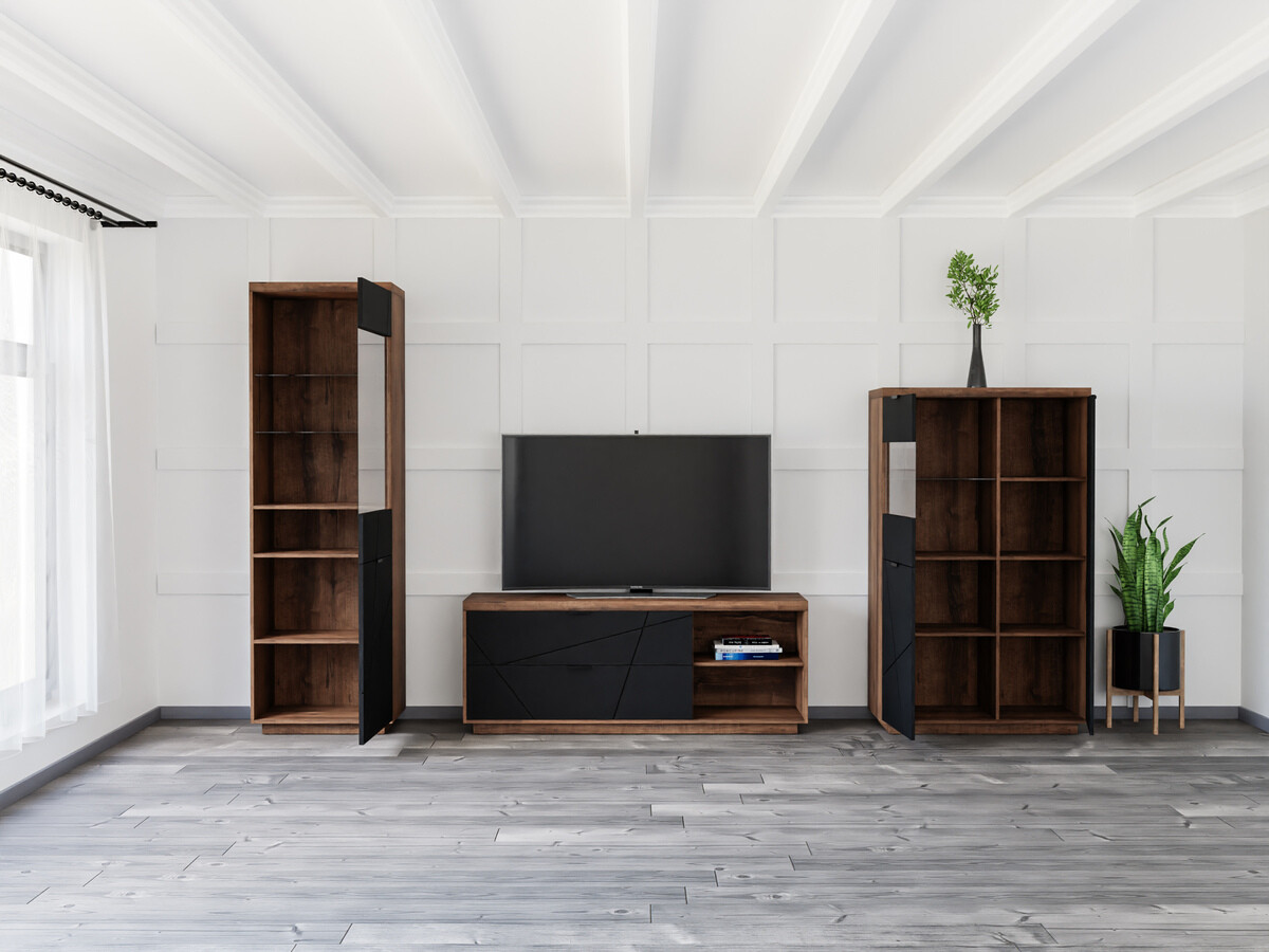 Conjunto de salón Fivale 112 (Roble delano oscuro + Negro mate)