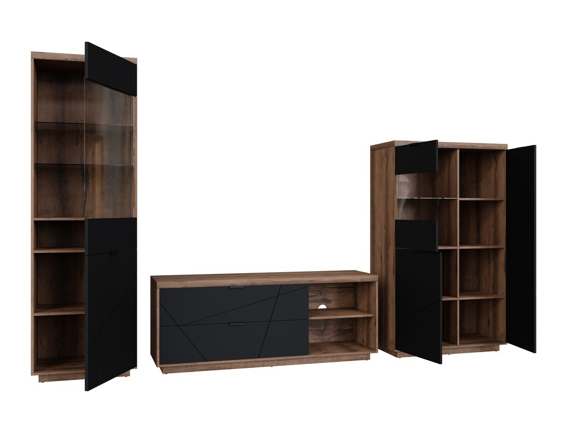 Conjunto de salón Fivale 112 (Roble delano oscuro + Negro mate)