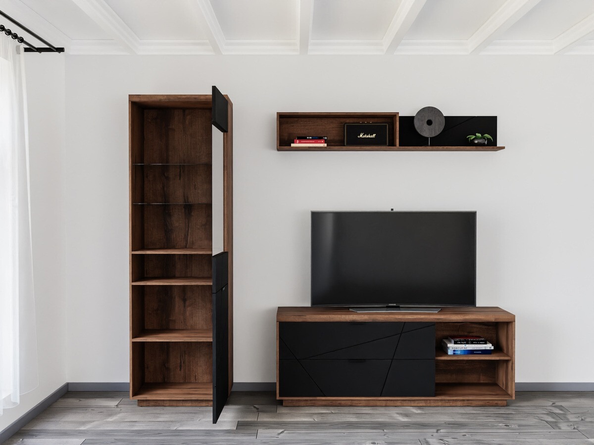 Conjunto de salón Fivale 113 (Roble delano oscuro + Negro mate)