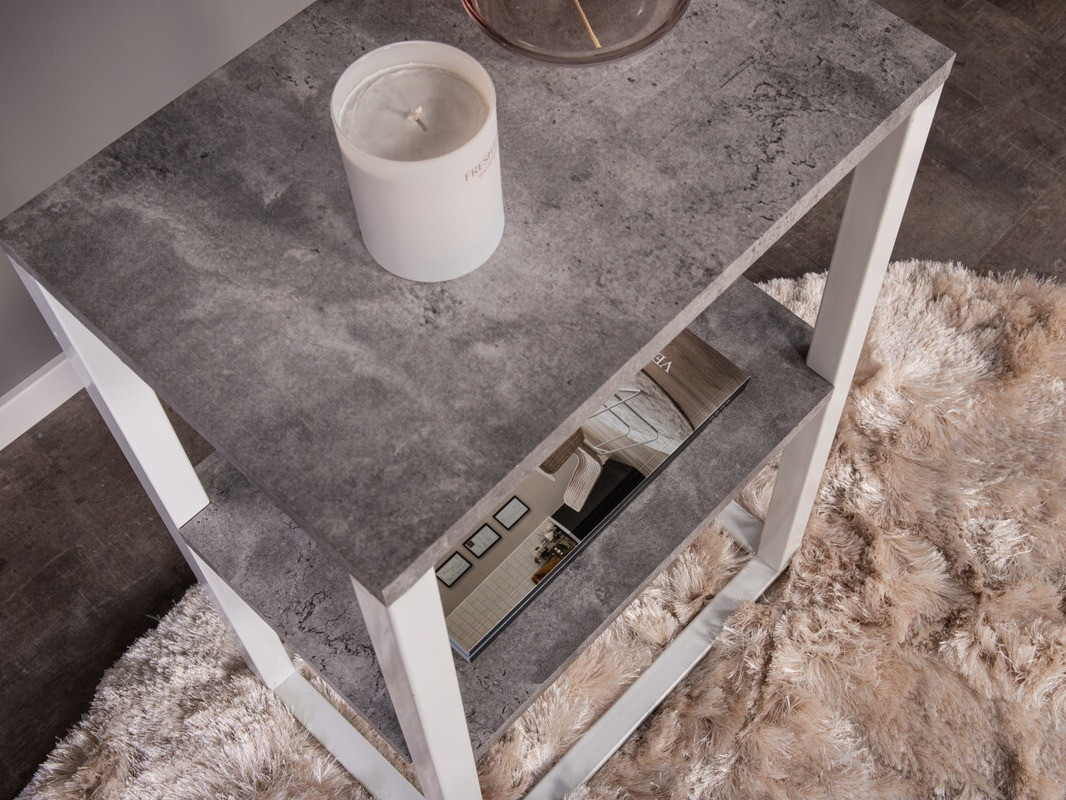 Mesa auxiliar Dallas 3219 (Blanco + Hormigón)