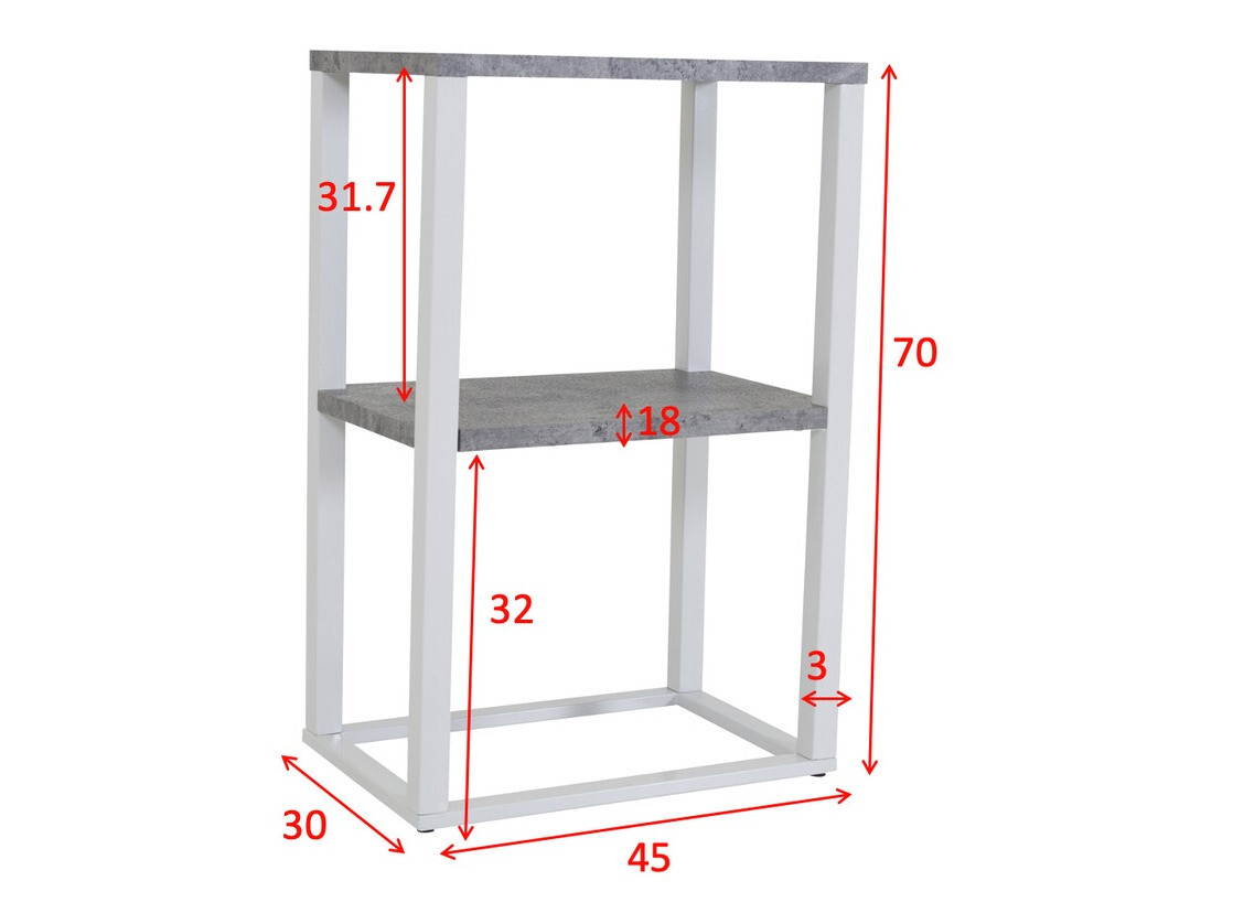 Mesa auxiliar Dallas 3219 (Blanco + Hormigón)