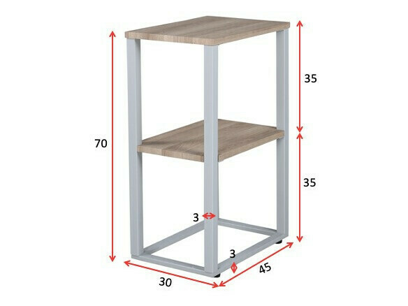 Mesa auxiliar Dallas 3219 (Gris + De color marrón claro)