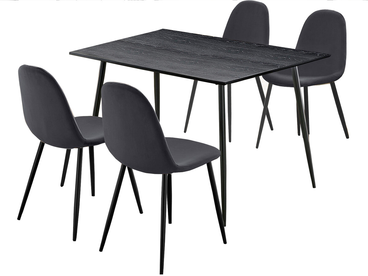 Conjunto de mesas y sillas para comedor Denton 763 (Negro + Antracita)