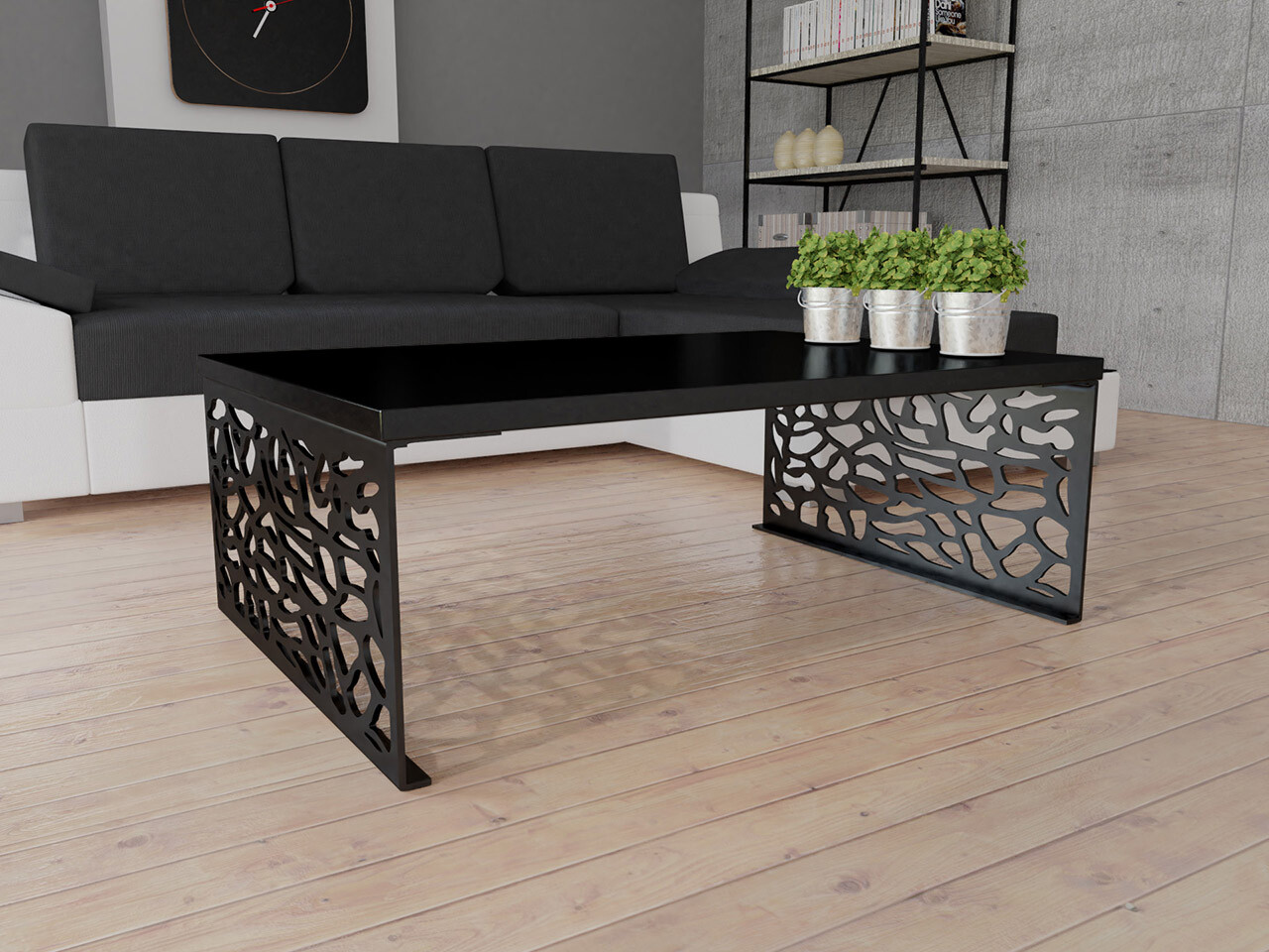 Mesa de centro Germantown 107 (Negro brillante + Negro mate)