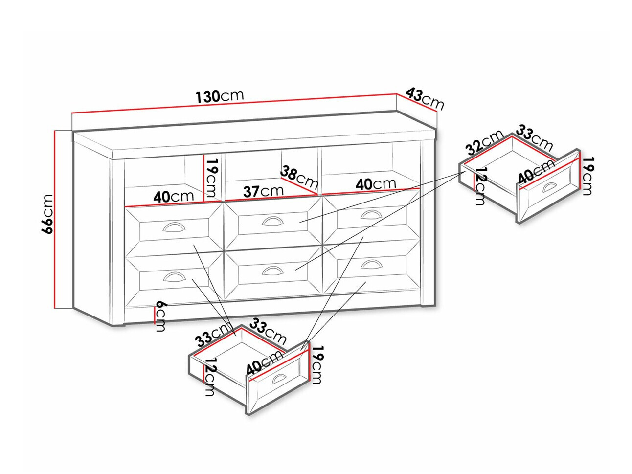 Cómoda Ferdore 157 (Gris)
