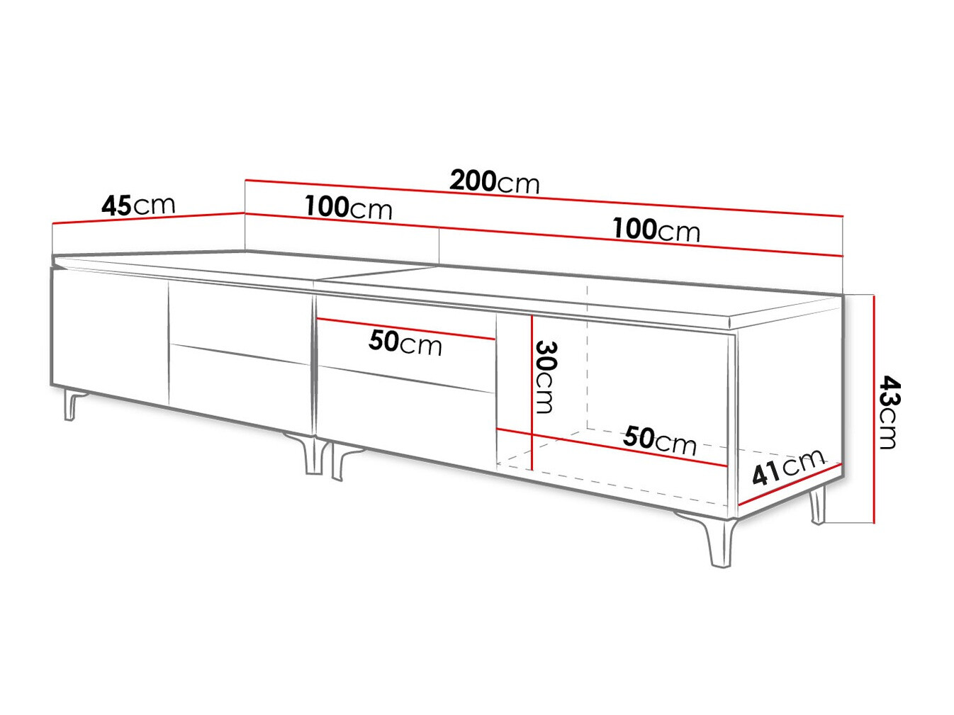 Mueble TV Nashville 128 (Blanco + Blanco brillante)