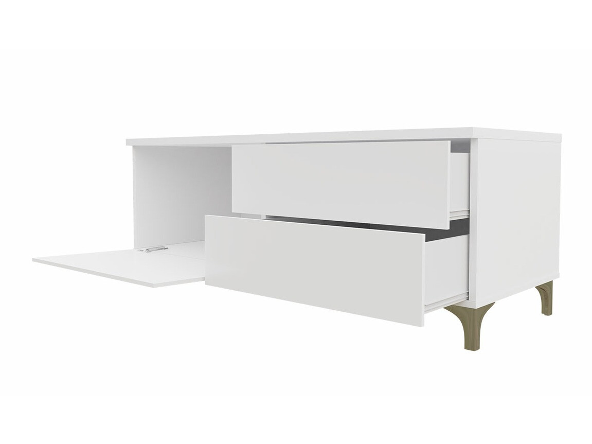 Mueble TV Nashville 128 (Blanco + Blanco brillante)