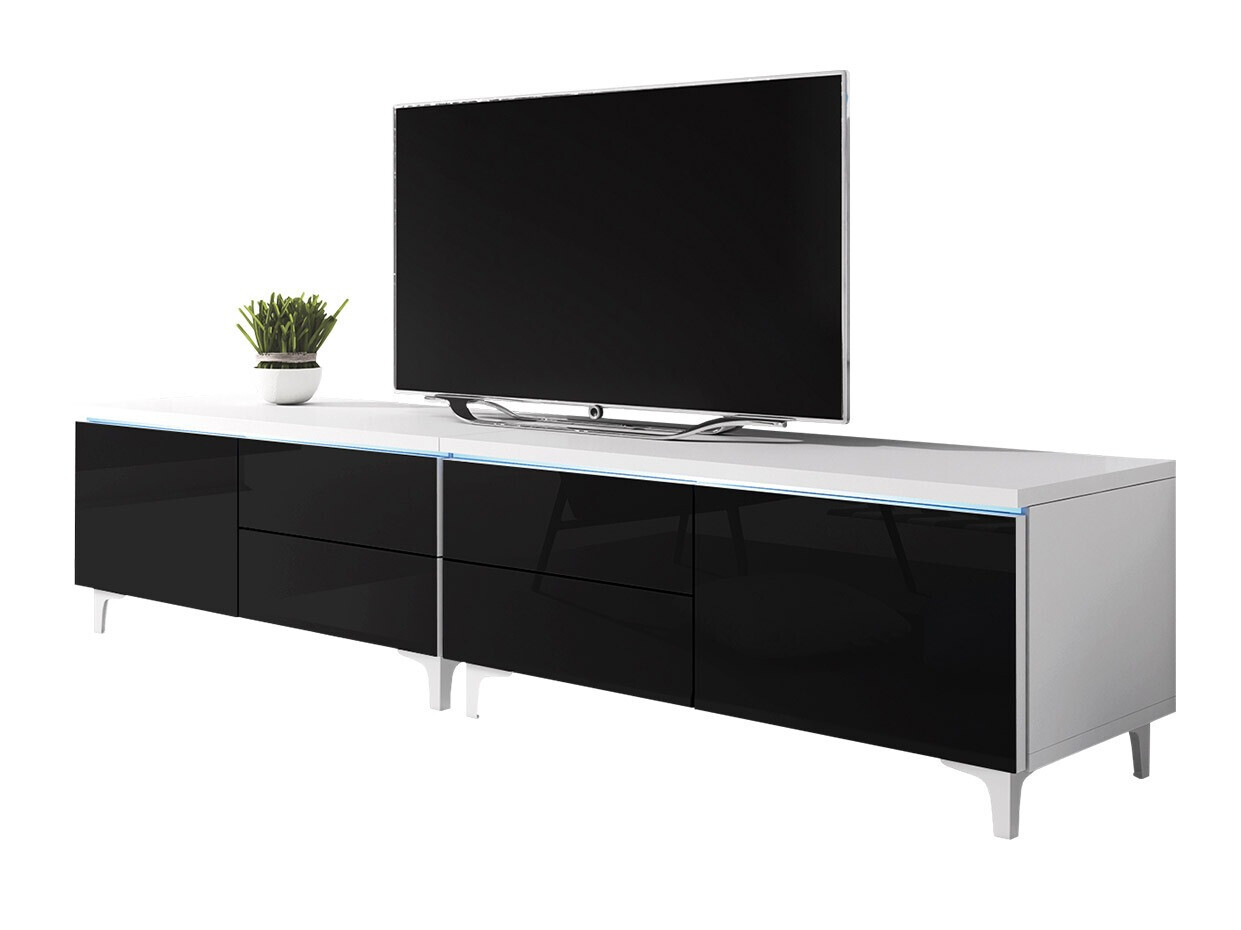 Mueble TV Nashville 128 (Blanco + Negro brillante)