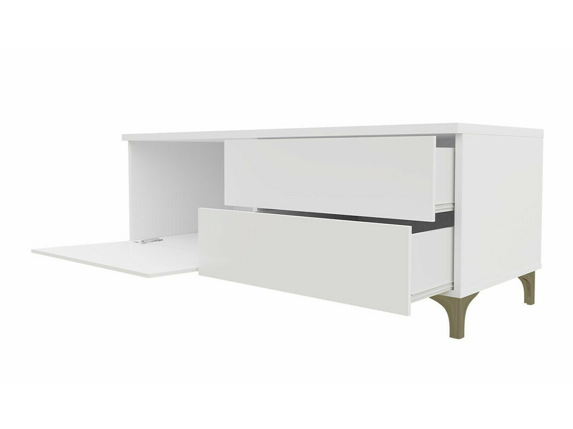 Mueble TV Nashville 128 (Blanco + Negro brillante)