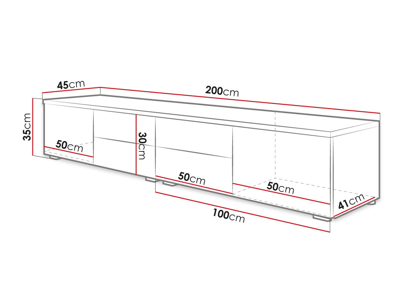 Mueble TV Nashville 129 (Blanco + Blanco brillante)