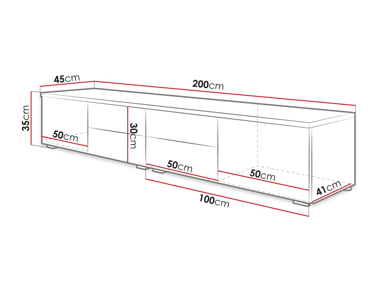 Mueble TV Nashville 129 (Blanco + Gris brillante)