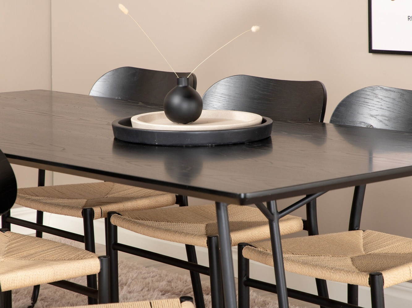 Conjunto de comedor Dallas 2716 (Negro + De color marrón claro)