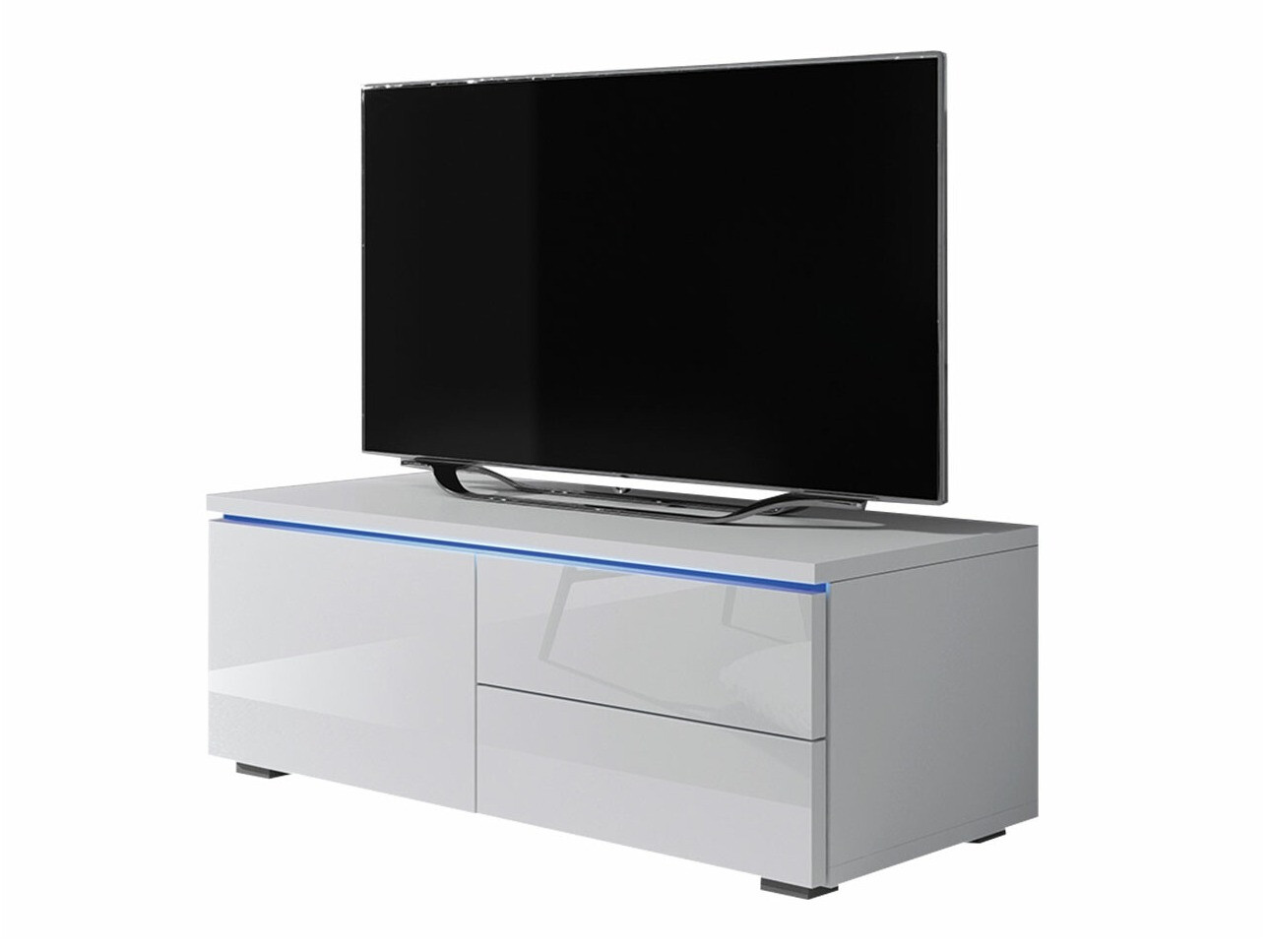 Mueble TV Nashville 130 (Blanco + Blanco brillante)
