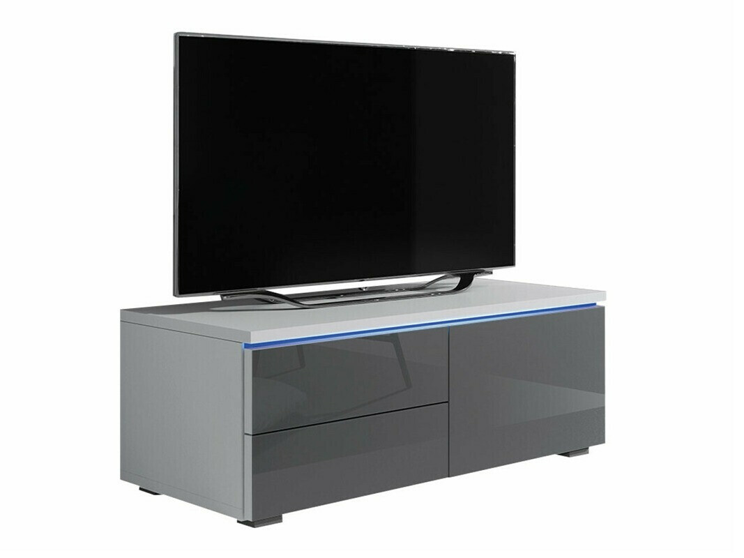 Mueble TV Nashville 130 (Blanco + Gris brillante)