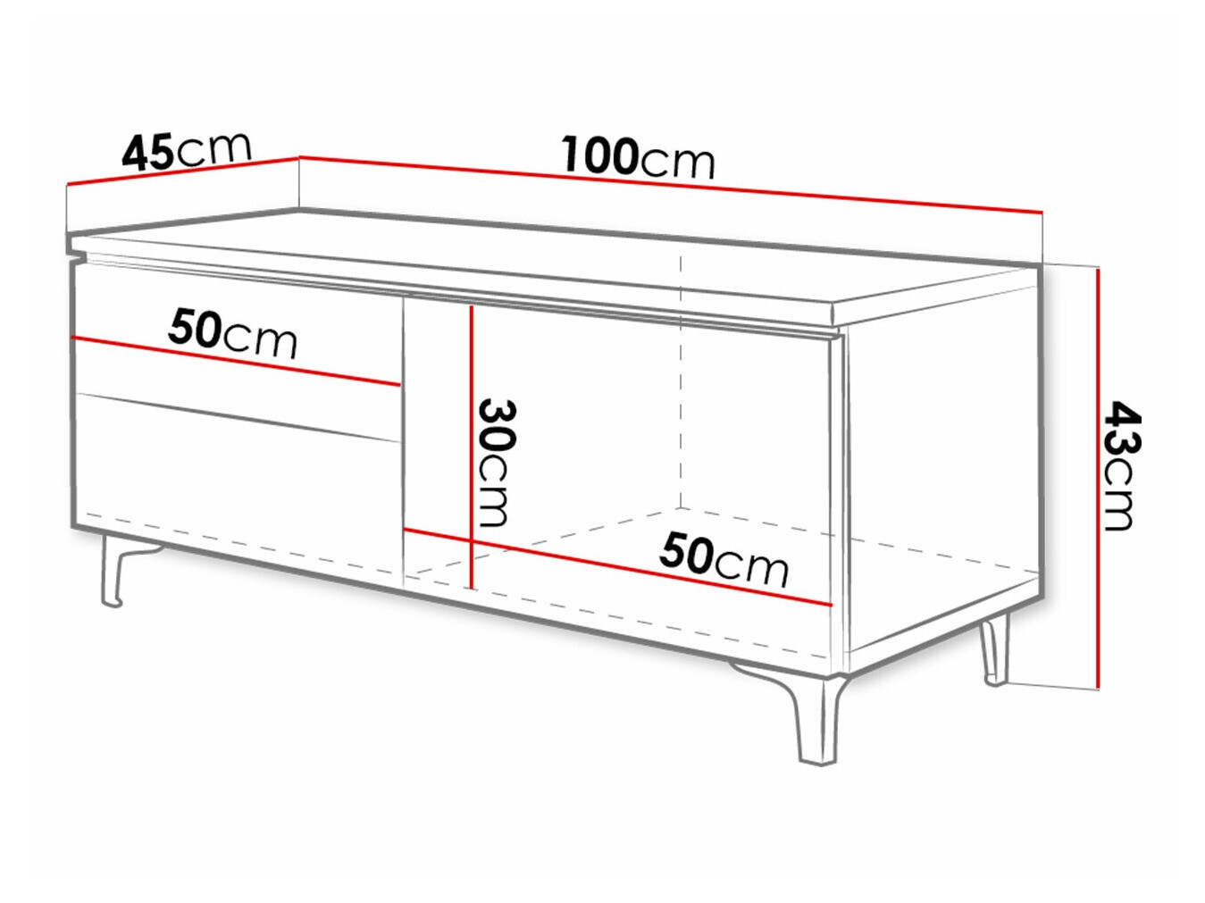 Mueble TV Nashville 130 (Blanco + Negro brillante)