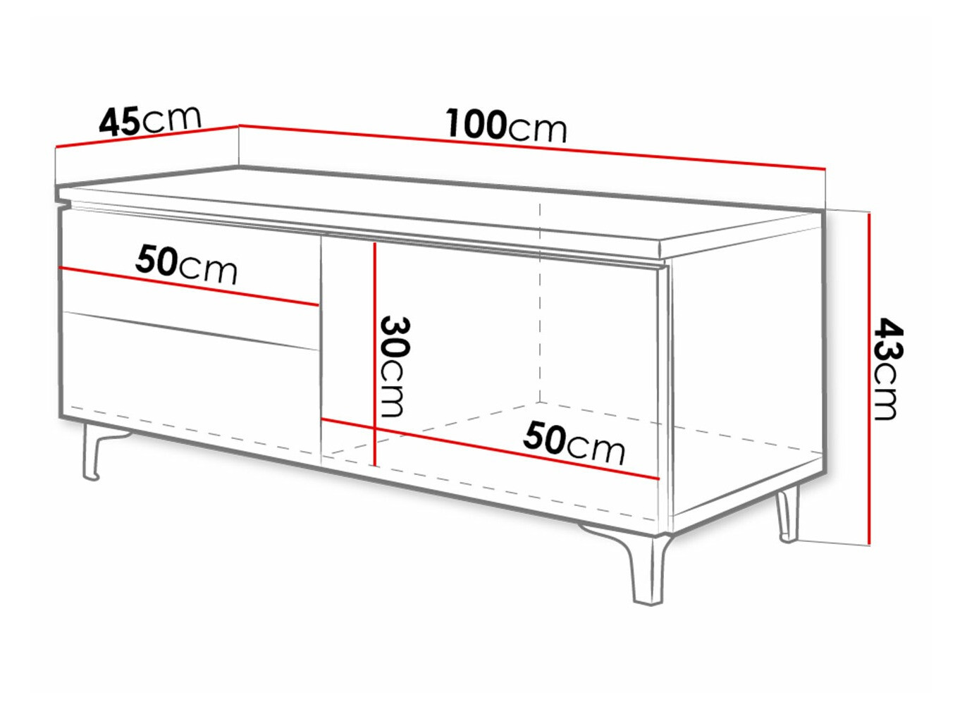 Mueble TV Uva VI (Blanco + Blanco brillante)