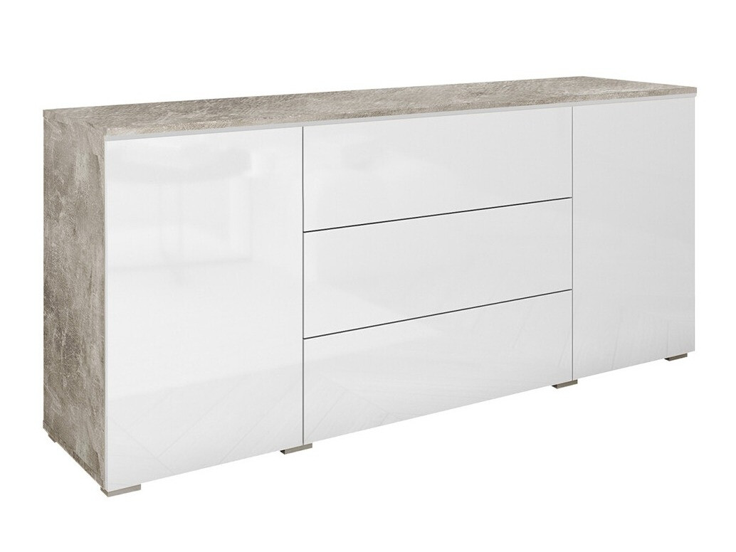 Cómoda Mirfivo 102 (Hormigón + Blanco brillante)