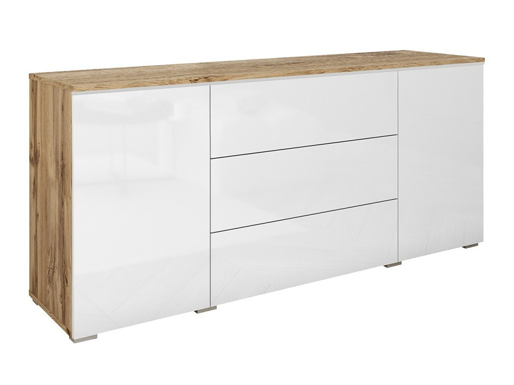 Cómoda Mirfivo 102 (Roble wotan + Blanco brillante)