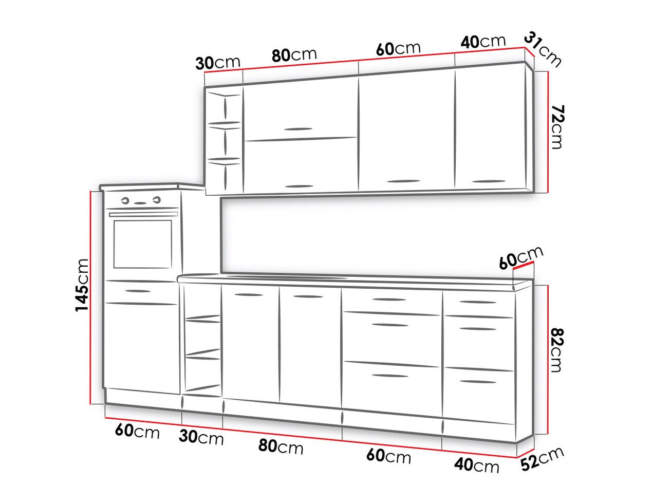 Conjunto de cocina modular Wood White 136