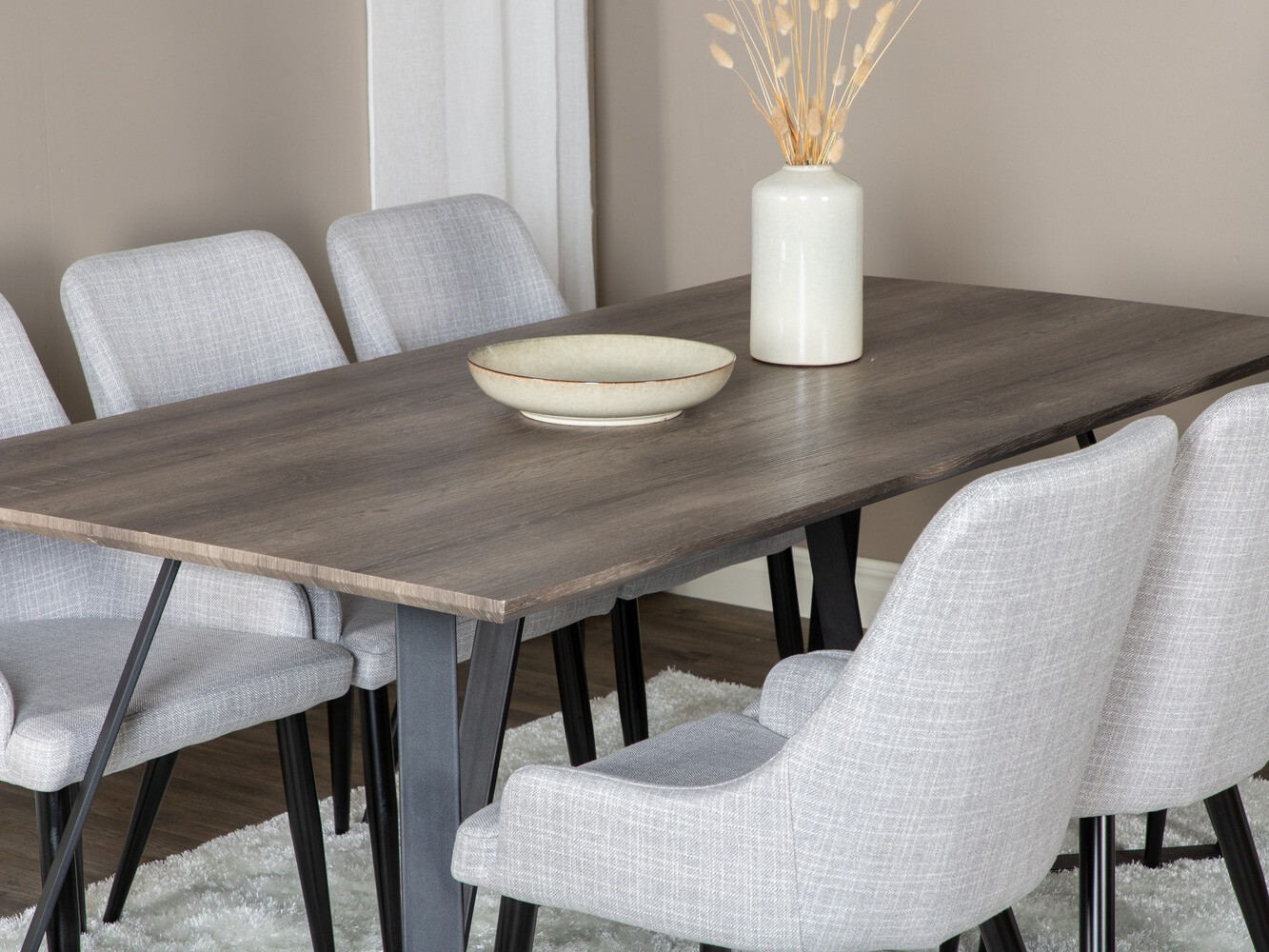 Conjunto de comedor Dallas 1345 (Gris claro + Negro)