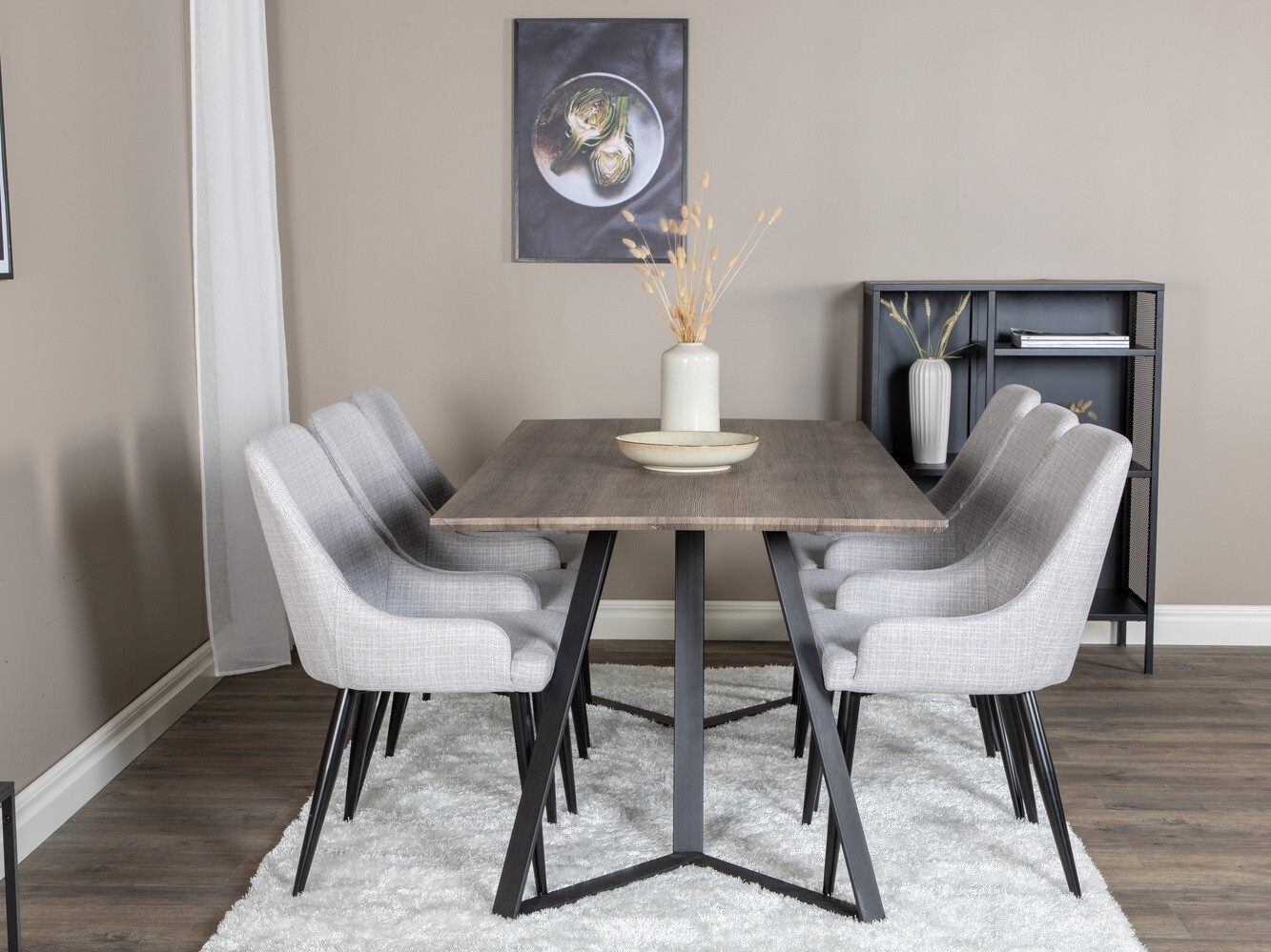 Conjunto de mesas y sillas para comedor Dallas 1345 (Gris claro + Negro)