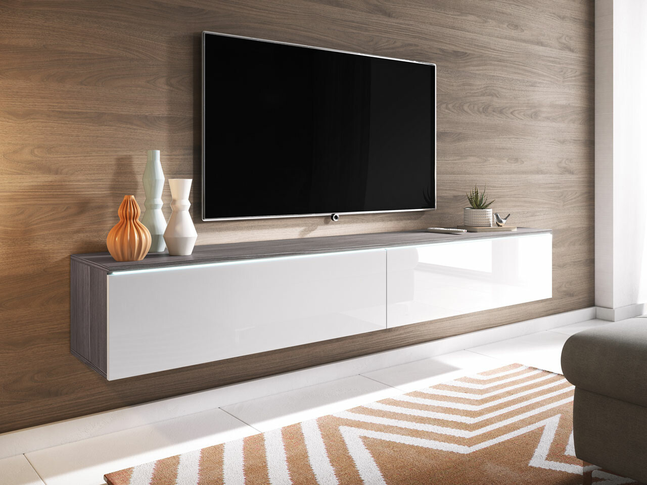 Mueble TV Sarasota 121 (Bodega + Blanco brillante)