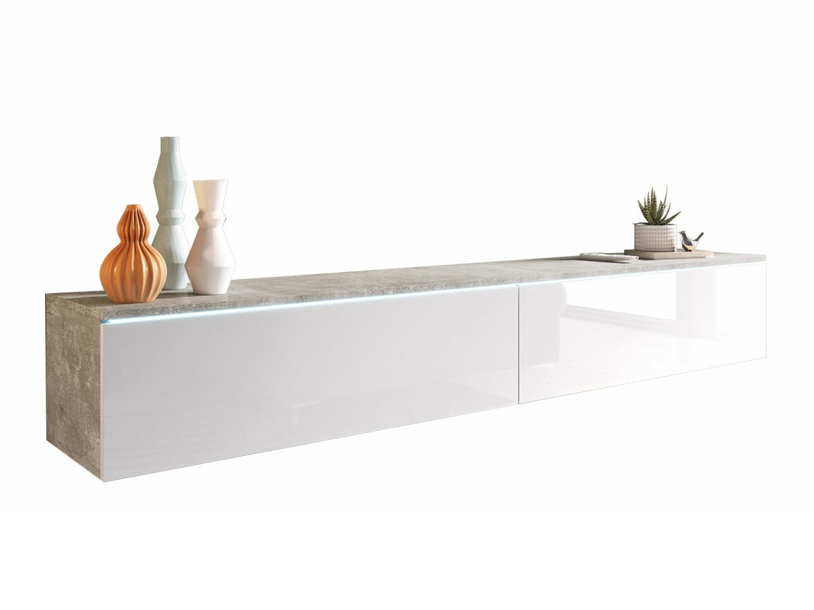 Mueble TV Sarasota 121 (Hormigón + Blanco brillante)