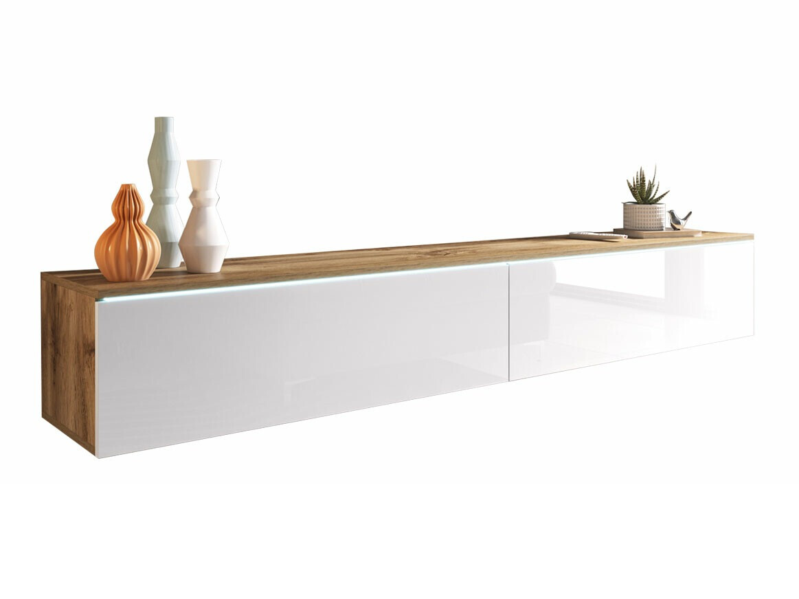 Mueble TV Scientia I (Roble wotan + Blanco brillante)