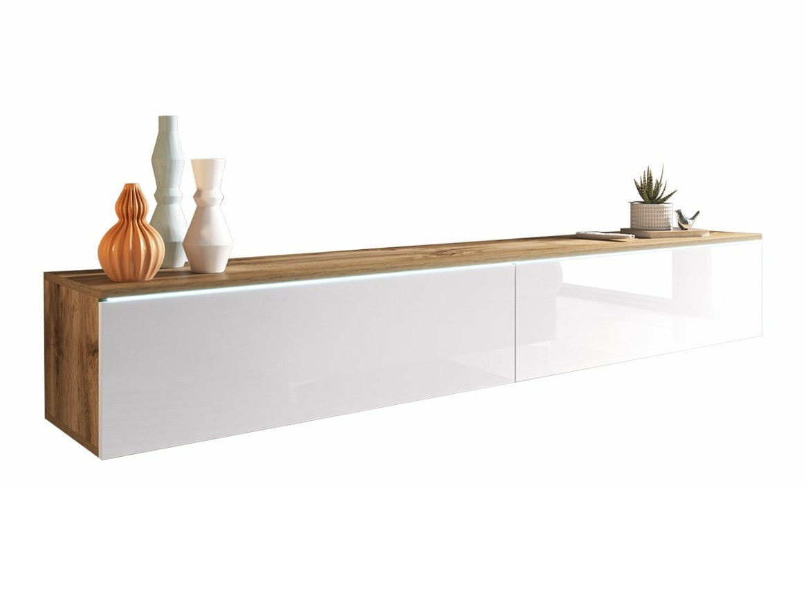 Mueble TV Scientia I (Roble wotan + Blanco brillante)