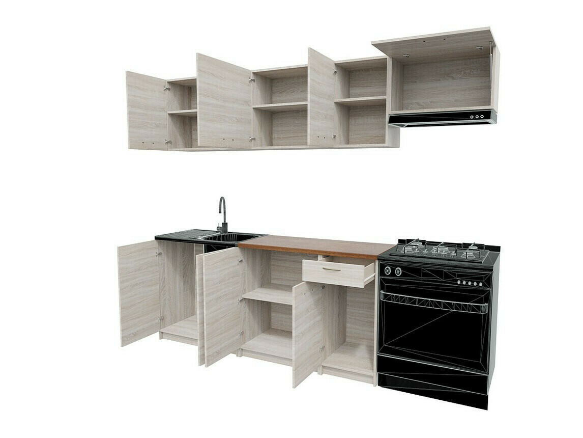 Conjunto de cocina Trenton 105 (Roble Artisan + Negro)