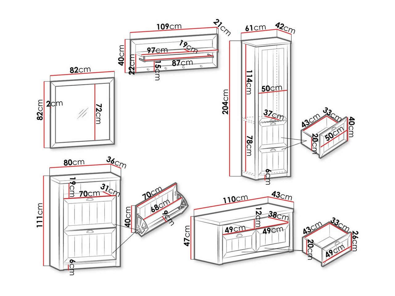 Conjunto de recibidor Ferdore 165 (Verde)