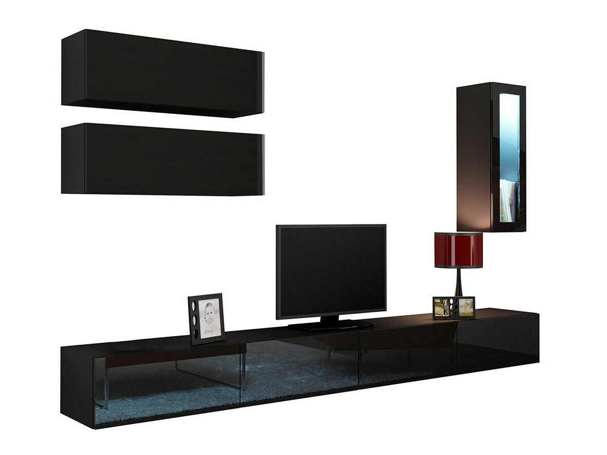 Conjunto de salón Venenou 137 (Negro + Negro brillante)