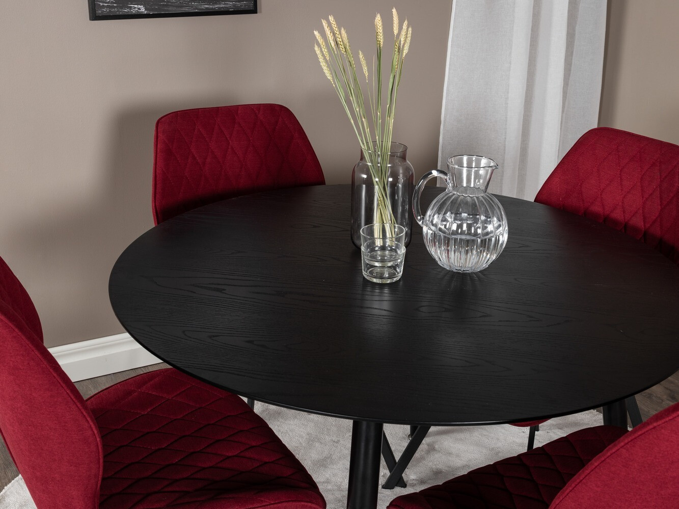 Conjunto de comedor Dallas 1562 (Rojo + Negro)
