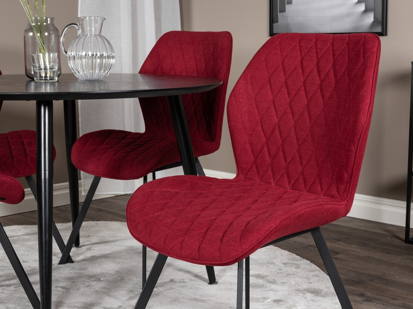 Conjunto de comedor Dallas 1562 (Rojo + Negro)