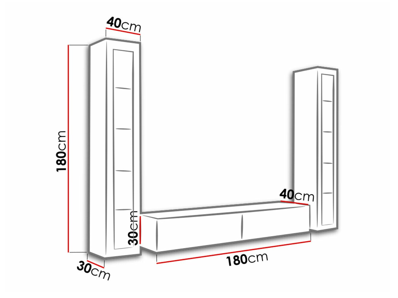 Conjunto de salón Venenou 140 (Blanco + Blanco brillante)