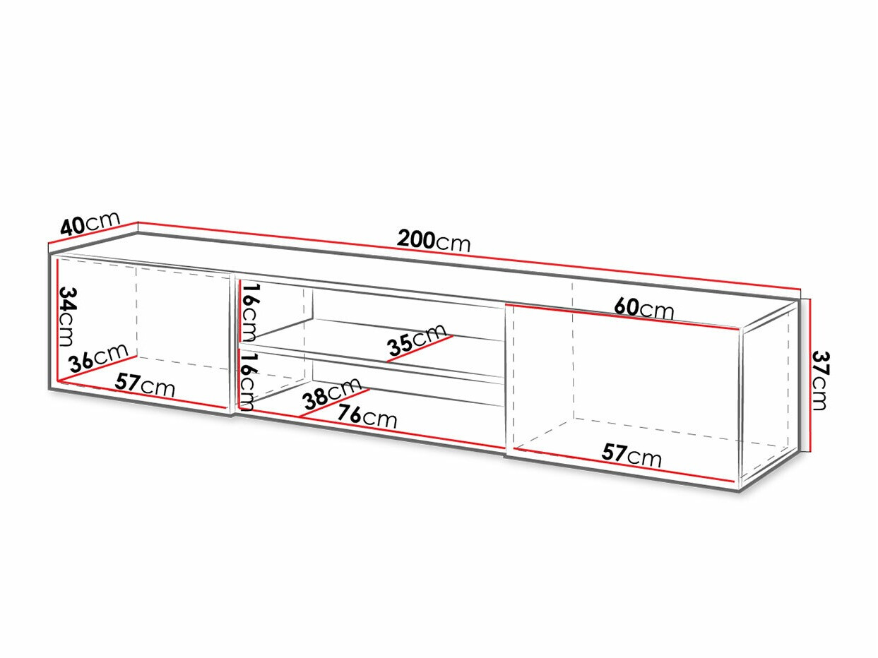 Mueble TV Charlotte 164 (Blanco + Blanco brillante)