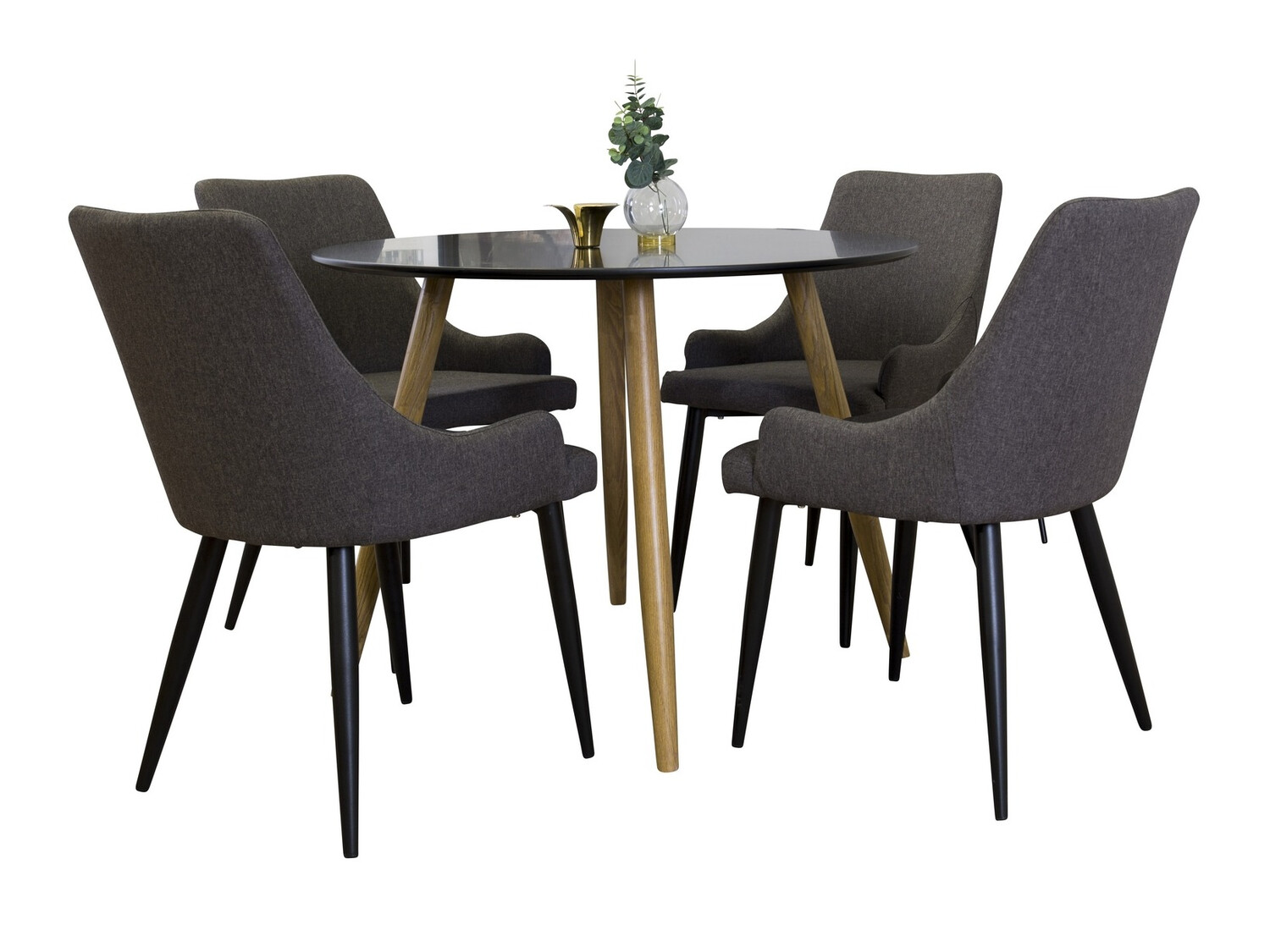 Conjunto de comedor Dallas 1660 (Gris oscuro + Negro)