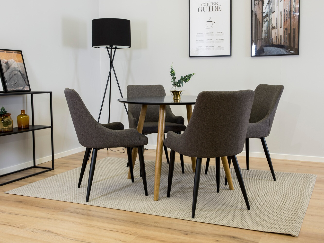 Conjunto de comedor Dallas 1660 (Gris oscuro + Negro)