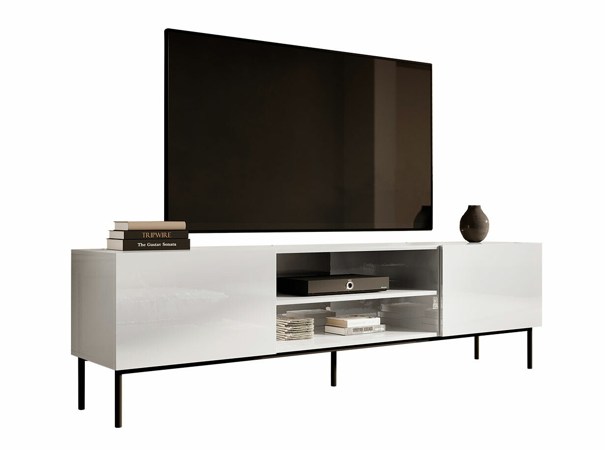 Mueble TV Charlotte 166 (Blanco + Blanco brillante)