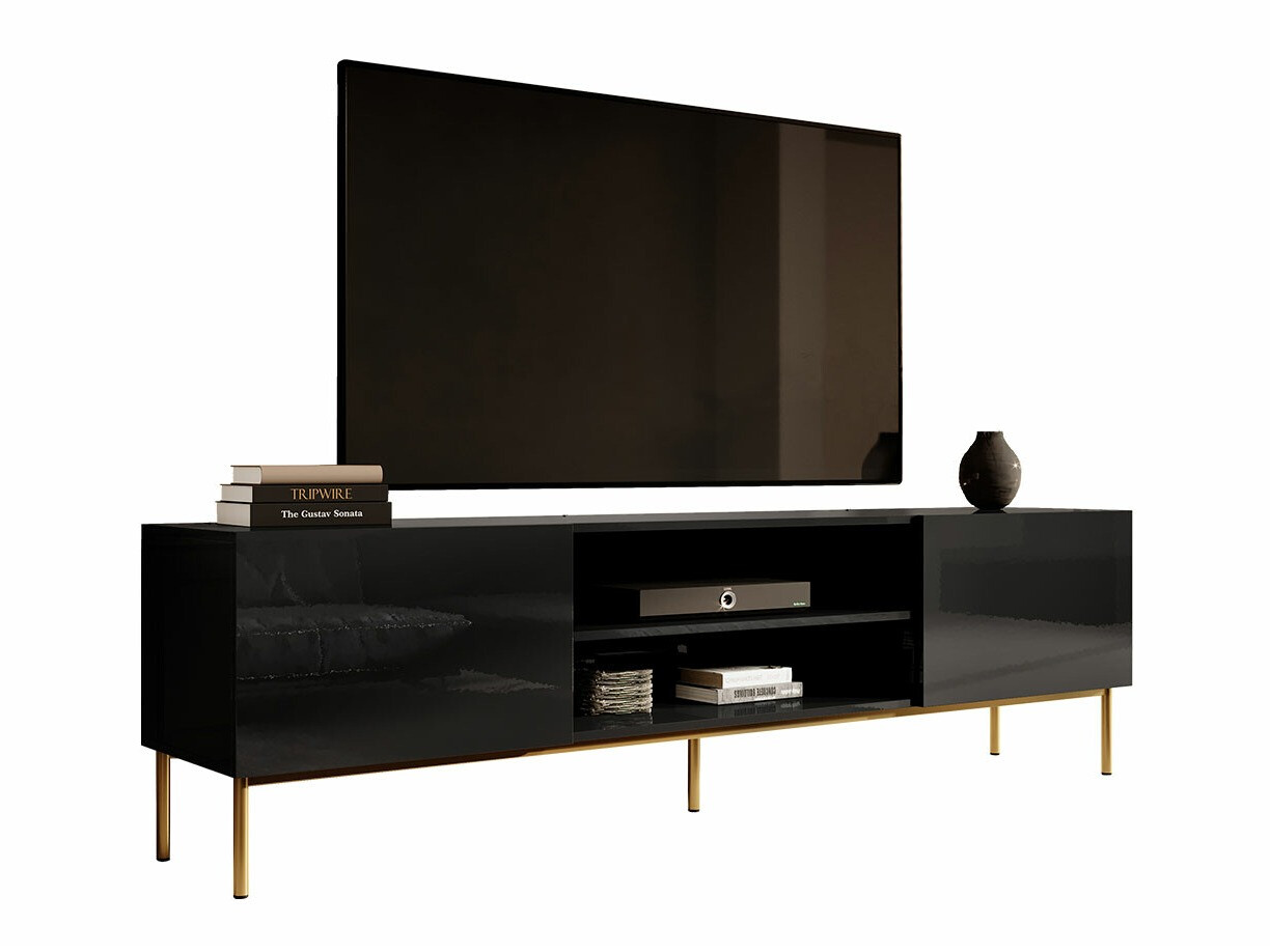 Mueble TV Charlotte 166 (Negro + Negro brillante)