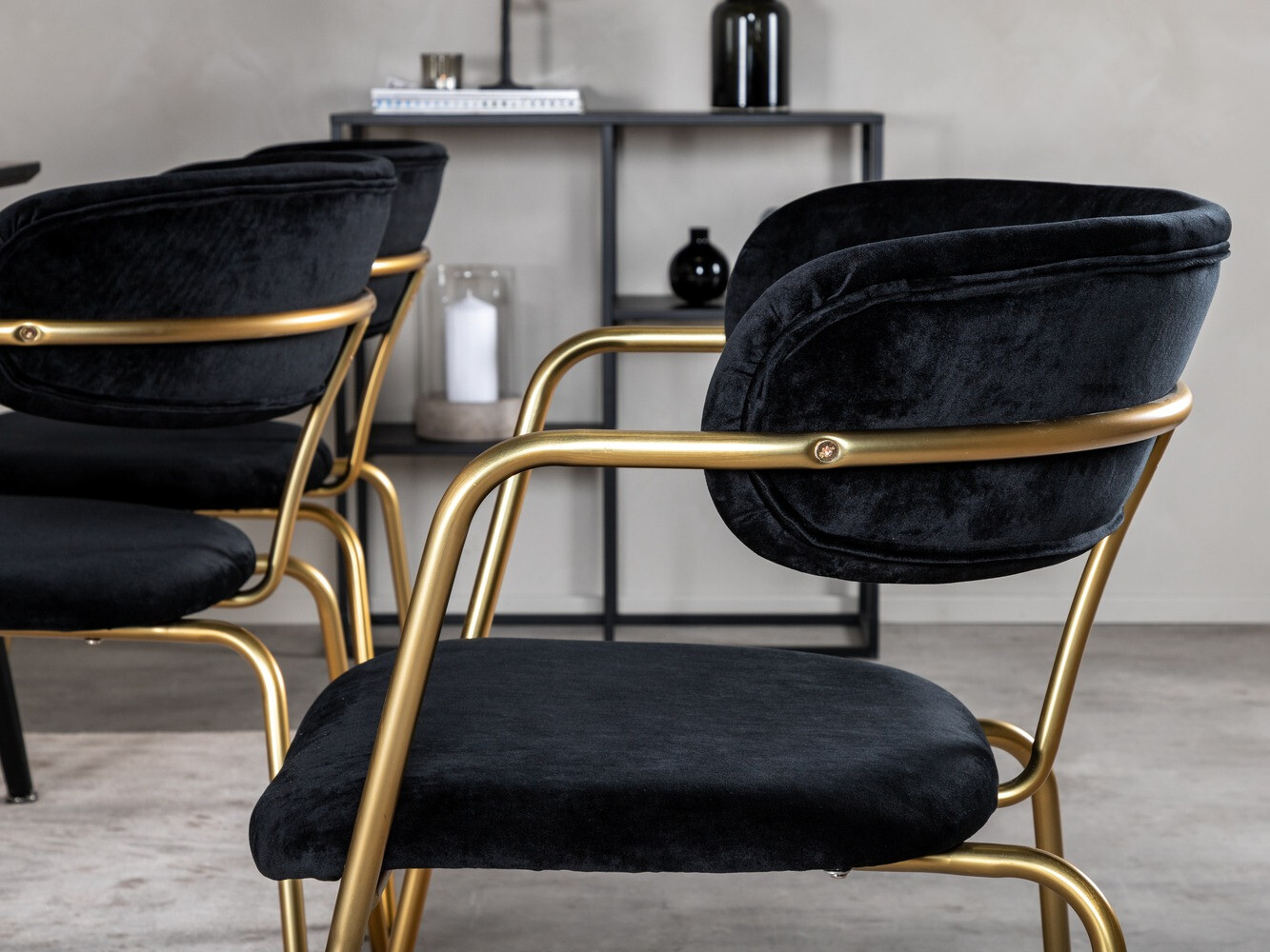 Conjunto de comedor Dallas 2580 (Negro + Latón)